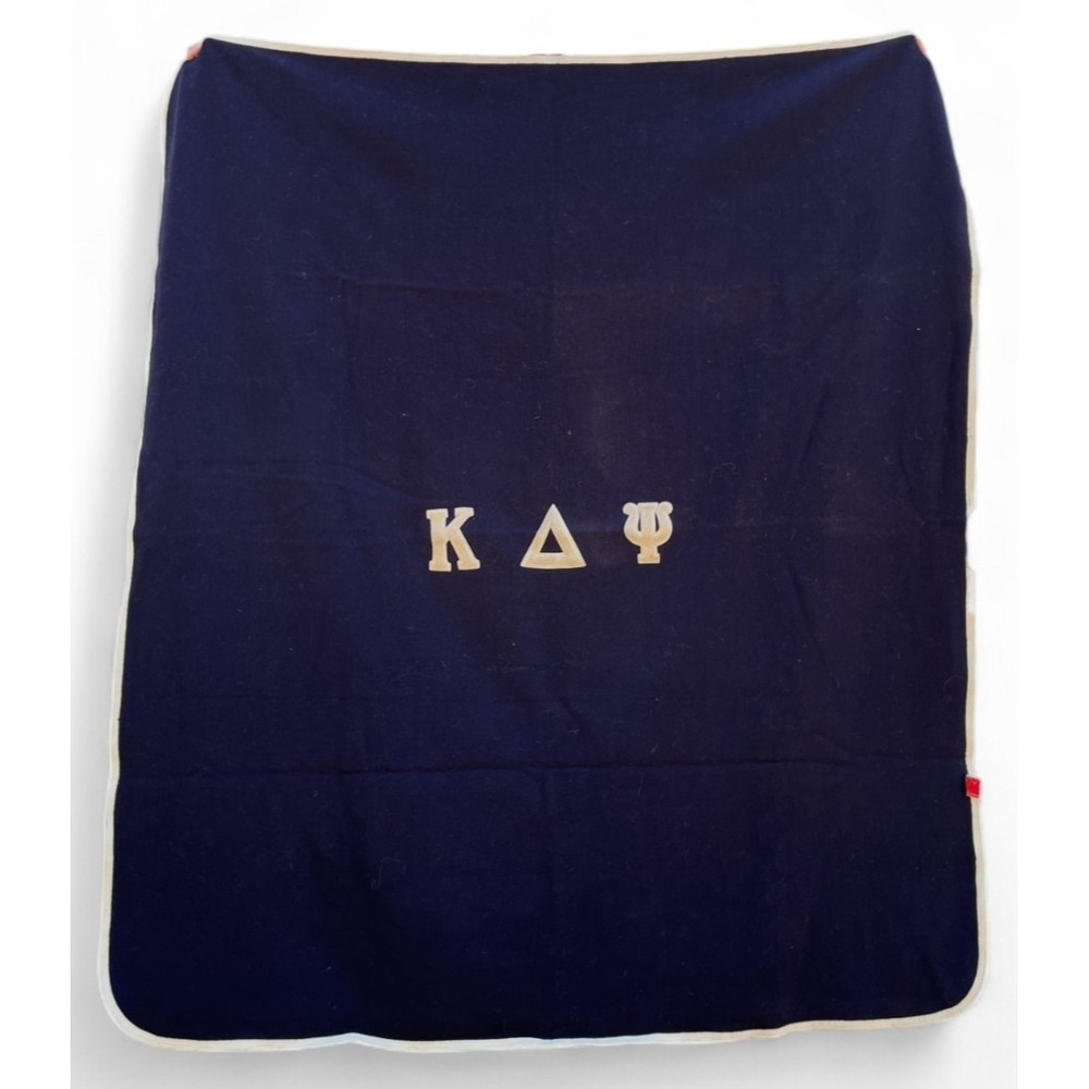 Vintage Butwin Wool Stadium Blanket Navy 68x60 Kappa Delta Psi Fraternity KAY